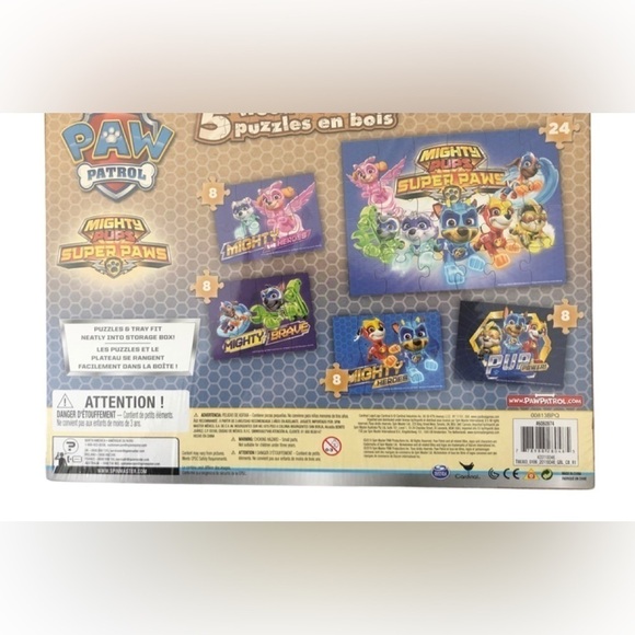 Paw Patrol Super Paws Mighty Pups 5 Wood Puzzles Lot Sealed Nickelodeon Gift - Picture 2 of 3